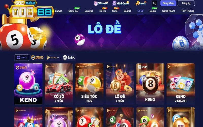 Giao diện bố trí logic, đa dạng các trò chơi