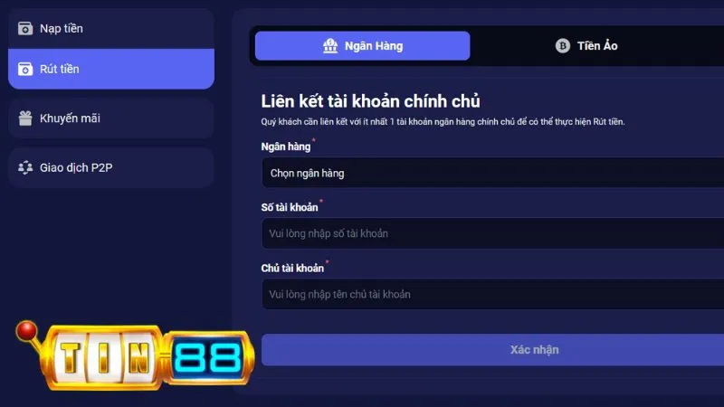 Nhà cái cho phép bạn chuyển thưởng từ ví game đến tài khoản ngân hàng